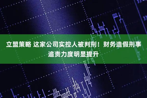 立盟策略 这家公司实控人被判刑！财务造假刑事追责力度明显提升
